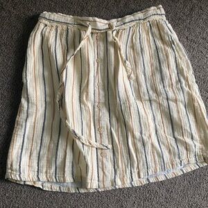 Thread & Supply Cream Striped Button-Front A-Line Skirt